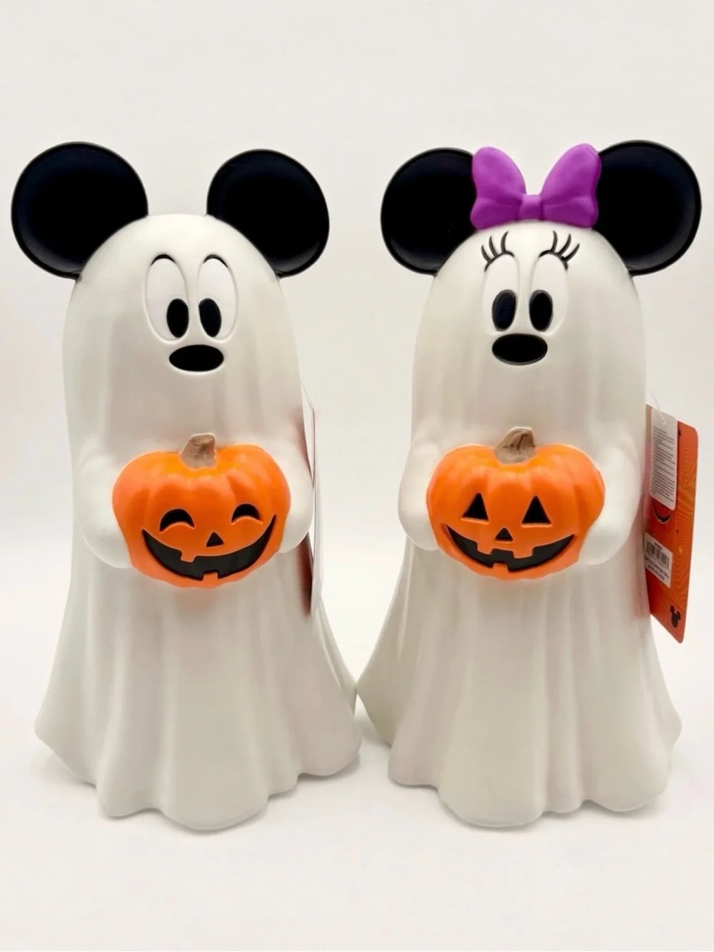 NEW 2026 Disney Halloween Ghost Mickey & Minnie Mouse Pumpkin Light Up Decor NWT